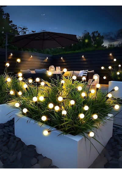 İndecor Houseware 6 Led'li Sarı Güneş Enerjili Bahçe Aydınlatması Balkon Lamba Solar Işık Ateş Böceği Peyzaj Çiçeği Sıcak Beyaz