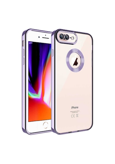 Goocamp Apple Uyumlu iPhone 8 Plus Kılıf Kamera Korumalı Logo Gösteren Omega Kapak - Gümüş Gümüş