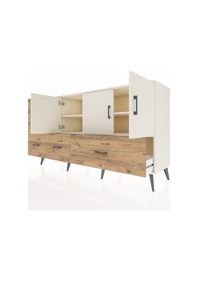 Kronos Konsol 4 Raflı 6 Çekmeceli 3 Kapaklı 176x59x99 Aytaşı-ayta Aytaşı-aytaşı/çam