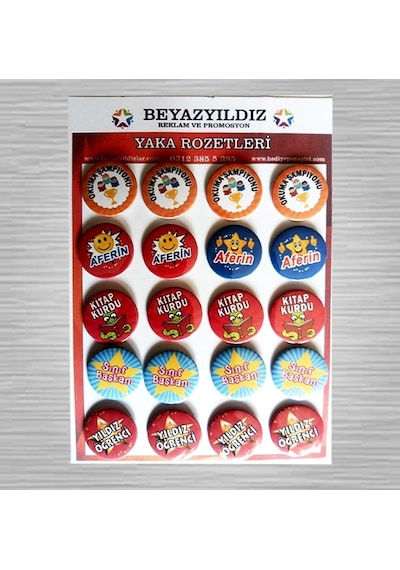 Öğrenci Motivasyon Rozetleri 20 Li Paket N11.572 Çok Renkli