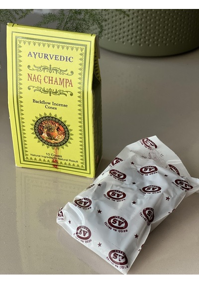 Ayurvedic Marka Geri Akışlı Ters Akışlı Nag Champa Konik Tütsüsü 10 Adet