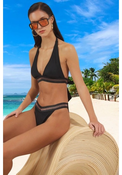 Ersefa Tasarım Bikini Takımı Klora Dayanıklı Yaz Koleksiyonu Uv Korumalı Siyah