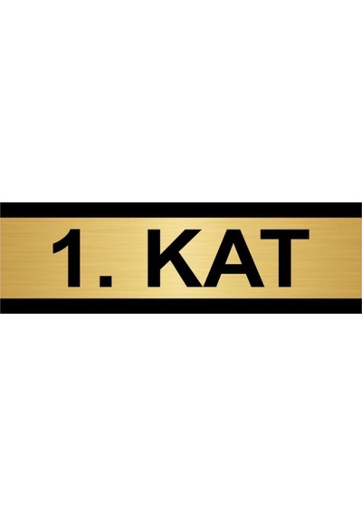 1. Kat 10x20cm Altın Renk Metal Yönlendirme Levhası