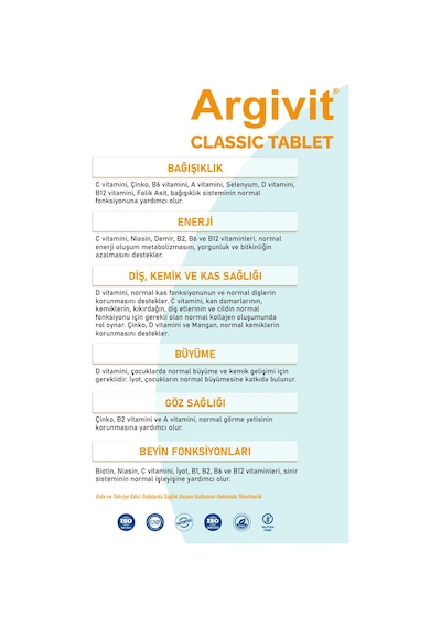 Argivit Classic Takviye Edici Gıda 30  Tablet