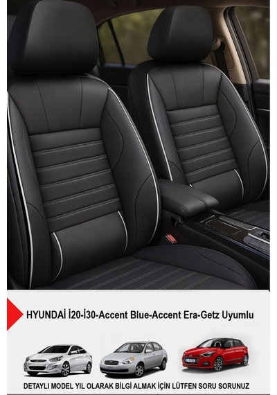 Naz Oto Stone Deri Oto Koltuk Kılıfı - Bel Destekli Hyundai İ20-i30 Accent Blue-era-getz Uyumlu