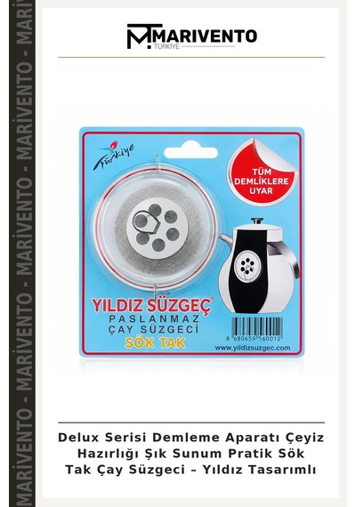 Delux Serisi Demleme Aparatı Çeyiz Hazırlığı Şık Sunum Pratik Sök Tak Çay Süzgeci Yıldız Tasarımlı Diğer