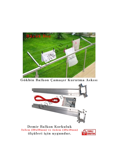 Demir Balkon Korkuluk Alüminyum Küpeşte Çamaşır Kurutma Askılığı Gri - Gümüş