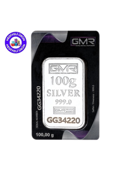 E-gümüş 100gr.külçe Gümüş