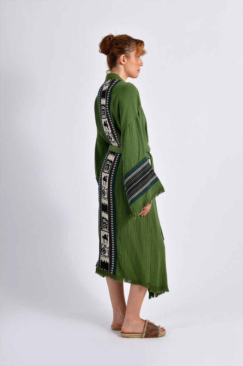 Brandsmithshop Olive Zeytin Yeşili Symbol Nomad Kimono Çok Renkli