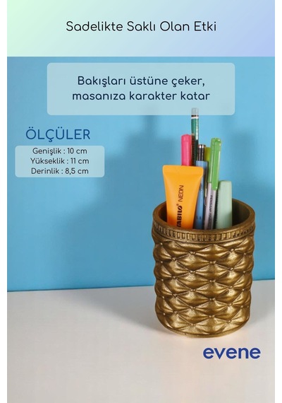 Kalemlik Masa Kalemliği Organizer Kalemlik Altın Eskitme Renk Model 85 Çok Renkli