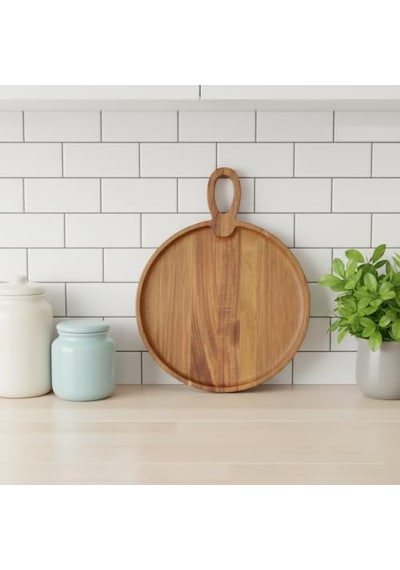 20 Cm Bambu Ahşap Yuvarlak Pasta Kahvaltı Servis Sunum Tabağı Diğer