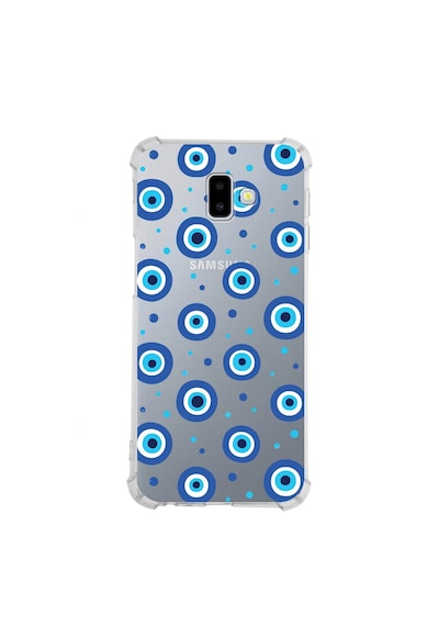 Prinrify Samsung Galaxy J6+ Plus Uyumlu Nazar Boncuğu 1 Baskılı Şeffaf Köşe Korumalı Antişok Kılıf