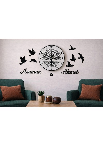 Duvar Saati 40 Cm Kuşlar 8 Adettir Kişiye Özel No 94 Çok Renkli