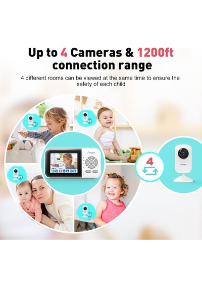 Bebek Kamerası, 2,8 İnç, Bebek Monitörü Mobil Uygulaması, Gece Görüşü, Pil 2500 Mah, Vox Modu, 305 M Menzil, İk Genel