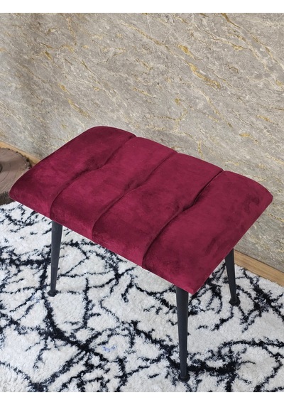 Zafir Siyah Sivriltmel Ayaklı 60 Cm Puf Bench - Puf - Bench - Oturak - Mutfak Oturağı - Antre Oturağı Bordo