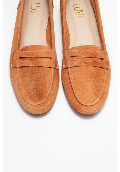 Luvishoes Luvi Shoes F02 Bal Köpüğü Süet Hakiki Deri Kadın Loafer Ayakkabı Ten Rengi