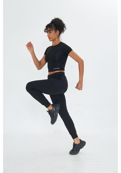 Lesa Wear Yüksek Bel Toparlayıcı Ve Sıkılaştırıcı Likralı Jogger Eşofman Altı Joggers Siyah