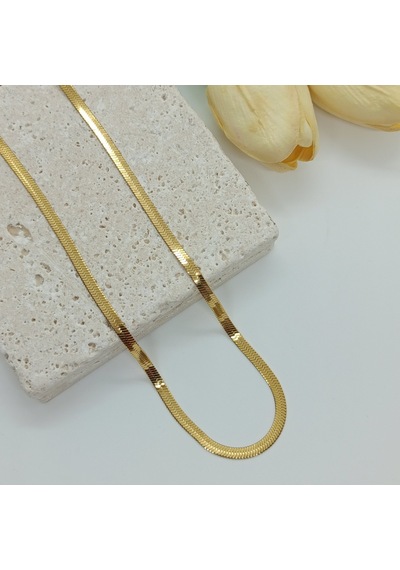 Lente Aksesuar Çelik İtalyan Ezme Zincir Kolye Gold