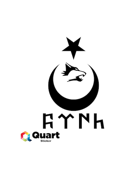 Ay Yıldız Kurt Göktürkçe Türk Yazısı Kurt Sticker