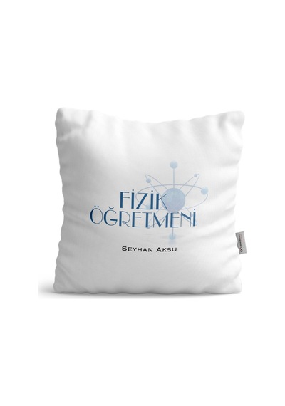 Kişiye Özel Fizik Öğretmeni Saten Yastık - 1 Beyaz