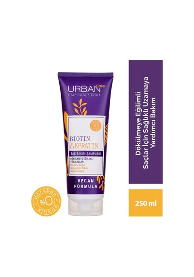 Biotin & Keratin Dökülmeye Eğilimli Saçlara Özel Saç Bakım Şampuanı 250 Ml- Vegan