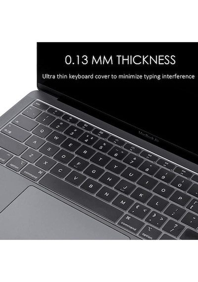 Apple Uyumlu MacBook Air 2020 13 Inc M1 A2337 / A2179 Türkçe Q Klavye Slim Şeffaf Klavye Koruyucu Kılıf