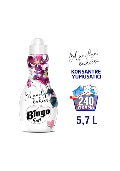 Bingo Soft Konsantre Çamaşır Yumuşatıcısı Manolya Bahçesi 4 x 1440 ML