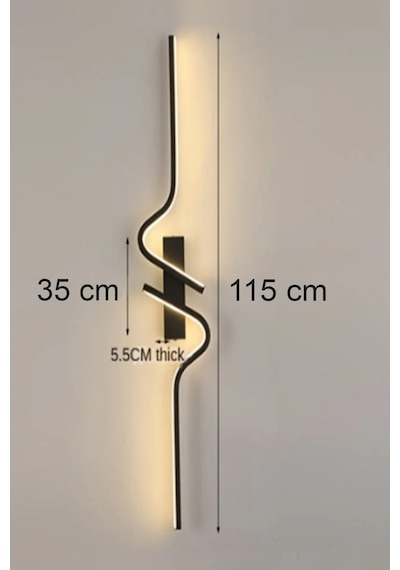 Dekoratif 40w Iç Mekan Gold Kasa 3 Renkli Işık Elektrikli 115 Cm Duvar Aplik 1 Adet Siyah