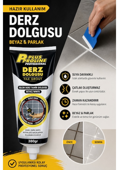 Hazır Derz Dolgu Macunu Fayans Arası Tamir Ve Yenileme Kolay Uygulama Derz Dolgu Beyaz