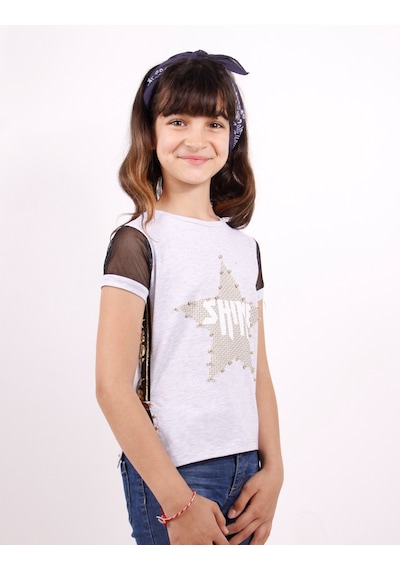 Toontoy Kids Toontoy Kız Çocuk Shine Yıldız Baskılı Kol Kısmı Fileli Tişört Gri Melanj Toontoy Kids Toontoy Kız Çocuk Shine Yıldız Baskılı Kol Kısmı Fileli Tişört Gri Melanj