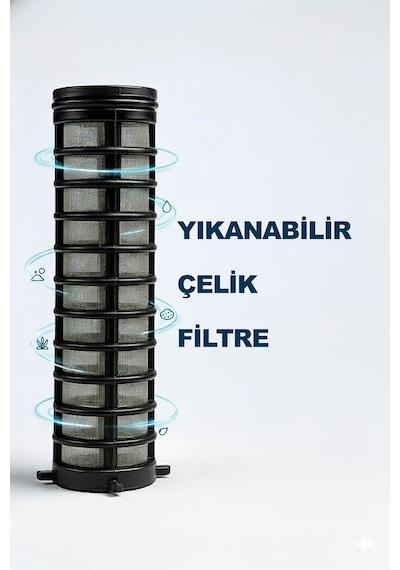 Car-fil Karavan Tekne Tip Portatif Depo Dolum Filtresi Yedek Kartuşu 50 Mikron Yıkanabilir Çelik Diğer