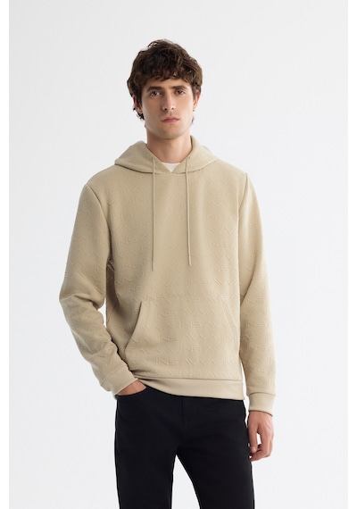 Avva Erkek Bej Kapüşonlu Baskılı Elastan Regular Fit Sweatshirt A42y1332