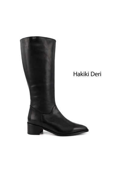 Gönderi(R) Gönderi R Kadın Siyah Sivri Burun Kalın Topuklu Hakiki Deri Çizme Gkzc13452511 Siyah