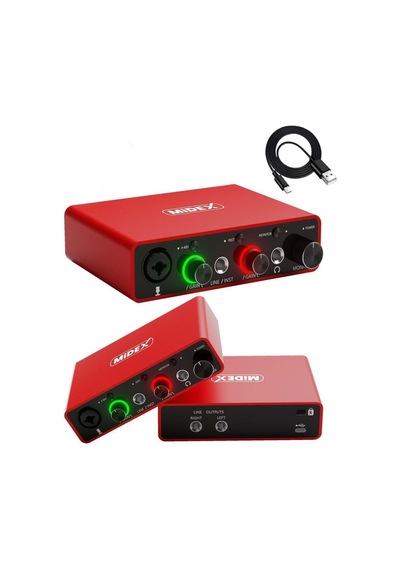 Midex Exclusive Paket-5 Stüdyo Ekipmanları Seti Monitör Mikrofon Ses Kartı Kulaklık