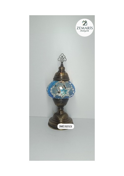 El Yapımı Pilli Masa Lambası/abajur Mavi - 806869417 Mavi