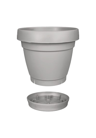 Tabaklı Delikli Plastik Çiçek Saksısı, 34 Cm 15 Lt, 1 Adet, Bej Diğer