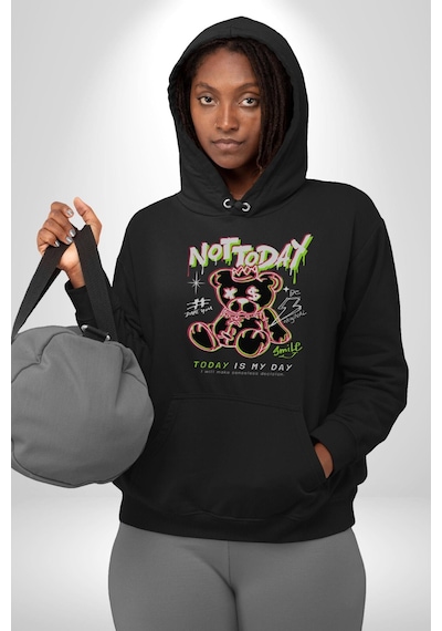 Bugün Değil Kadın Erkek Siyah Kapüşonlu Sweatshirt Hoodie Siyah