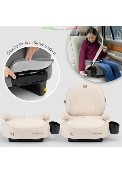 Elele Grandefix I-size Yükseltici Oto Koltuğu İsofix 125-150 Cm 15-36 Kg Bej