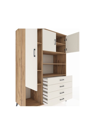 Kronos Dolap 7 Raflı 4 Çekmeceli 3 Kapaklı 132x59x195 Çam-ayt... Çam