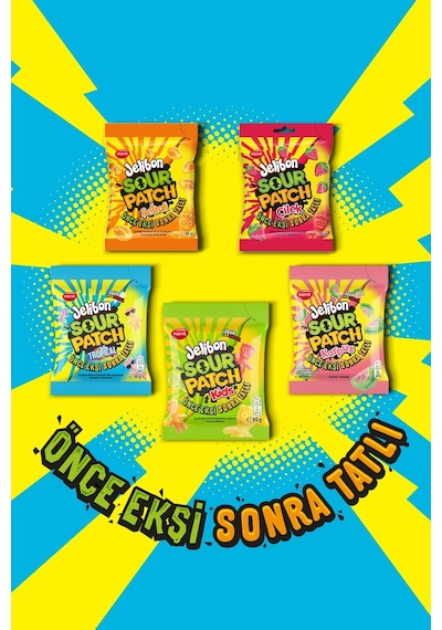 Kent Jelibon Sour Patch Tropikal Meyve Aromalı Yumuşak Şekerleme 24 x 80 G