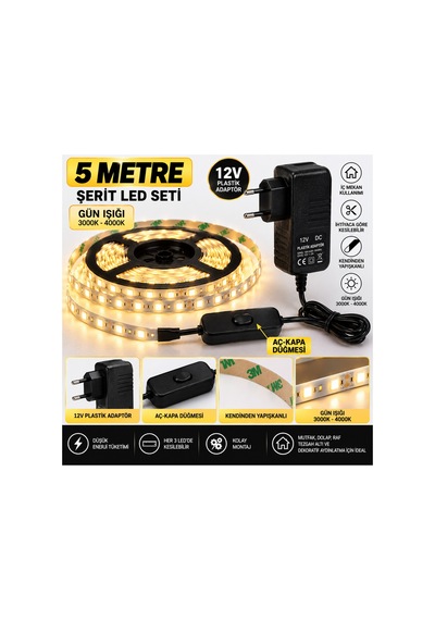 Mutfak Dolap Ayna Aydınlatma 5 Metre Gün Işığı Aç Kapat Düğmeli Şerit Led Seti 12v Adaptörlü Aç Kapa Düğmeli Kendinden Yapışkanlı Sarı - 930722581 Sarı Mutfak Dolap Ayna Aydınlatma 5 Metre Gün Işığı Aç Kapat Düğmeli Şerit Led Seti 12v Adaptörlü Aç Kapa Düğmeli Kendinden Yapışkanlı Sarı - 930722581 Sarı