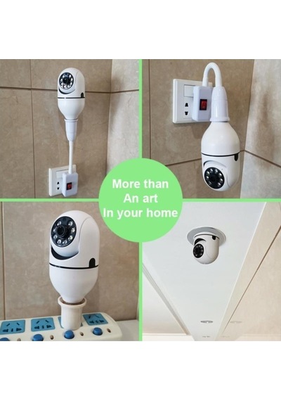 Mbois Wifi 360 Panoramik Ampul Kamera Güvenlik Kamerası Çift Wifi 360 Derece Gece Görüşlü