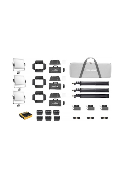Godox - Lp600r K3 Rgb 3'lü Softboxlı Panel Led Işık Kiti Bataryalı
