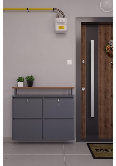 Ceha Kilitli Tablalı 4'lü Metal Ayakkabılık - Antrasit K.AYK-2.4/AC/P 7024/KL Antrasit Ceha Kilitli Tablalı 4'lü Metal Ayakkabılık - Antrasit K.AYK-2.4/AC/P 7024/KL Antrasit