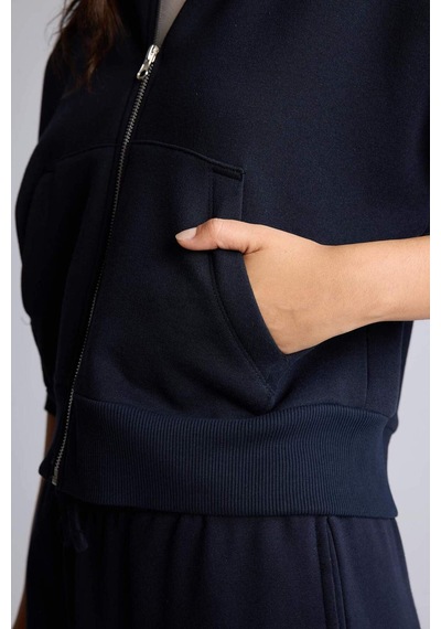 Defacto Regular Fıt Kapüşonlu Kalın Fermuarlı Lacivert Basic Sweatshirt I2412ax26aunv248 Lacivert-nv248