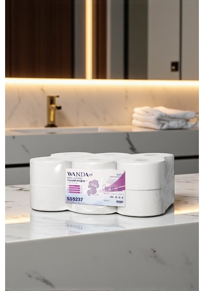 Wanda Soft Mini Jumbo Tuvalet Kağıdı 6 Kg 145m Rulo - 12'lı Paket - 2 Katlı, 21cm Yaprak Eni