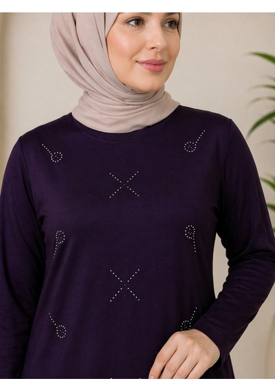 Mutlu City Orta Taş Ve Üzeri Anne Penye Tunik 30644 Mürdüm