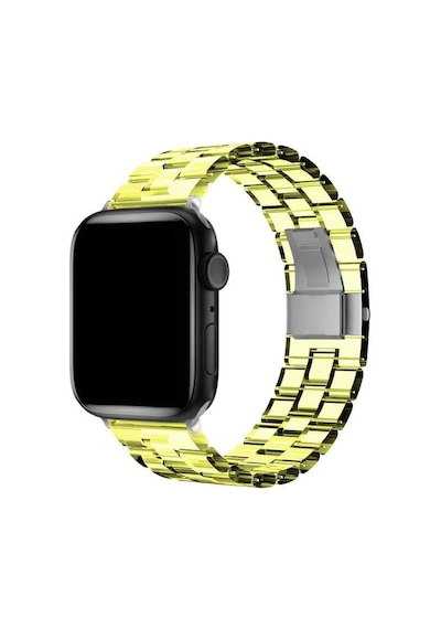 Kilifone - Apple Uyumlu  Watch 40mm - Kordon Saydam Renkli Sert Plastik Kordon - Krd-33 - Sarı - T16101