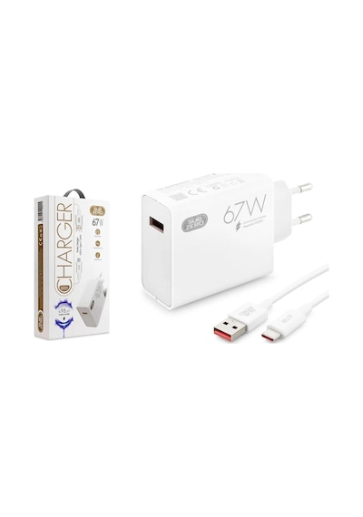 Subzero 67w 6a Type-c Kablolu Turbo Ev Tipi Şarj Aleti