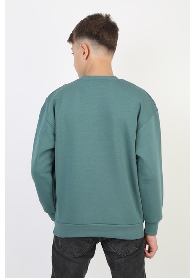 Fermuarlı Respect Baskılı Siyah Erkek Çocuk Sweatshirt-90844 Yeşil